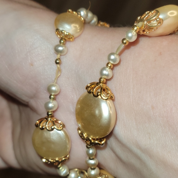Gold & Pearl Beaded Bracelets - Picture 2 of 2